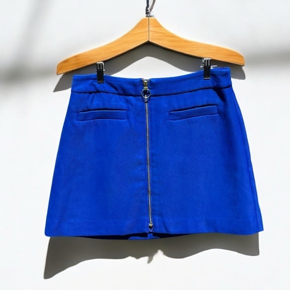 🌻Express Blue Thick Textured Exposed Front Zipper Mini Skirt Size 12 - Picture 1 of 6